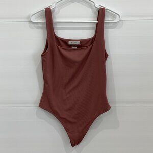 Babaton Aritzia Square Neck Thong Bodysuit - Rose Pink